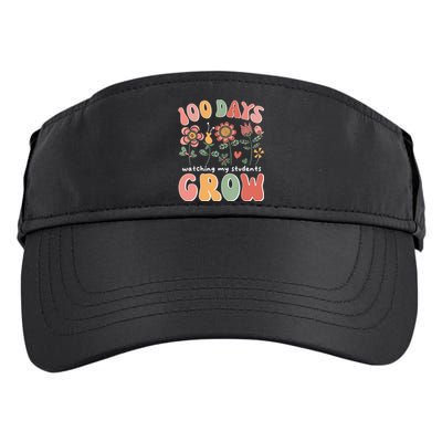 100 Days Growing Boho Flowers Teacher 100th Day Of School Adult Drive Performance Visor