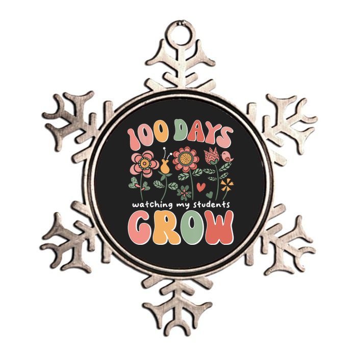 100 Days Growing Boho Flowers Teacher 100th Day Of School Metallic Star Ornament