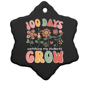 100 Days Growing Boho Flowers Teacher 100th Day Of School Ceramic Star Ornament