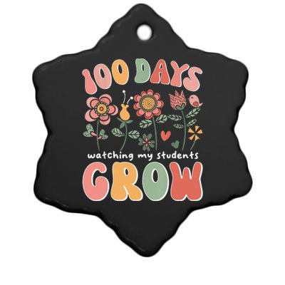 100 Days Growing Boho Flowers Teacher 100th Day Of School Ceramic Star Ornament