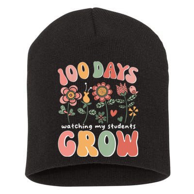 100 Days Growing Boho Flowers Teacher 100th Day Of School Short Acrylic Beanie