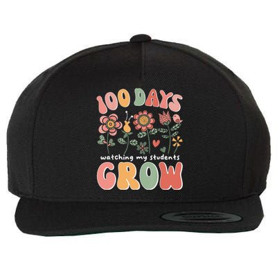 100 Days Growing Boho Flowers Teacher 100th Day Of School Wool Snapback Cap