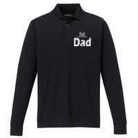 1st Dad Gift Father Funny Performance Long Sleeve Polo