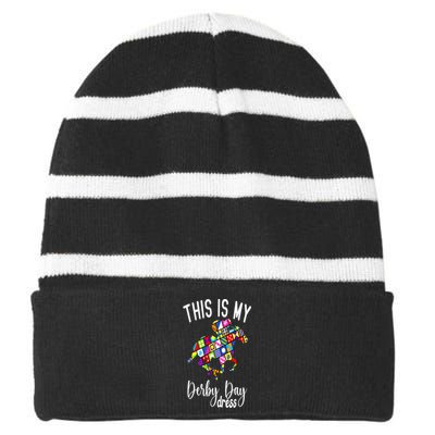 150th Derby Horse 2024 This Is My Derby Dress Horse Racing Striped Beanie with Solid Band