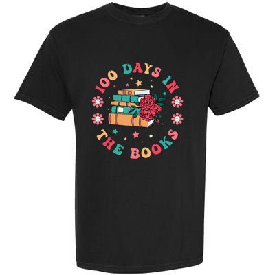 100 Days In The Books Reading Teacher 100th Day Of School Garment-Dyed Heavyweight T-Shirt