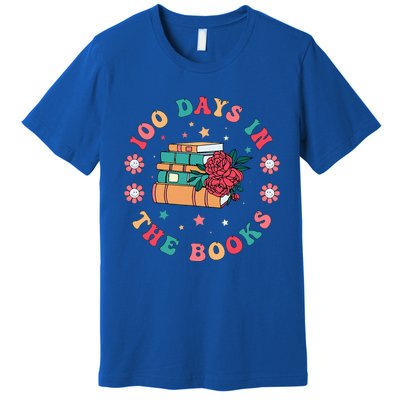 100 Days In The Books Reading Teacher 100th Day Of School Premium T-Shirt