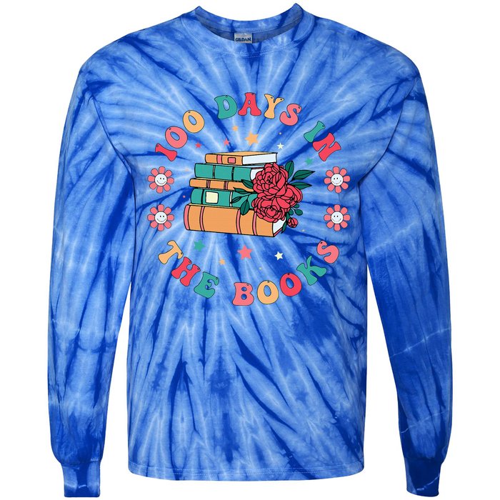 100 Days In The Books Reading Teacher 100th Day Of School Tie-Dye Long Sleeve Shirt