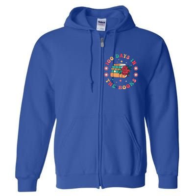 100 Days In The Books Reading Teacher 100th Day Of School Full Zip Hoodie