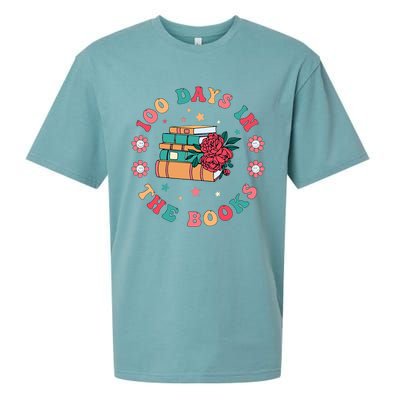 100 Days In The Books Reading Teacher 100th Day Of School Sueded Cloud Jersey T-Shirt