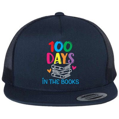 100 Days In The Books Gift Book Lover English Reading Teacher Gift Flat Bill Trucker Hat