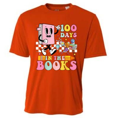 100 Days In The Books Reading Teacher 100th Day Of School Cooling Performance Crew T-Shirt