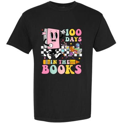 100 Days In The Books Reading Teacher 100th Day Of School Garment-Dyed Heavyweight T-Shirt