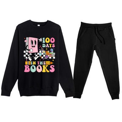 100 Days In The Books Reading Teacher 100th Day Of School Premium Crewneck Sweatsuit Set