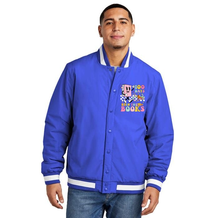 100 Days In The Books Reading Teacher 100th Day Of School Insulated Varsity Jacket