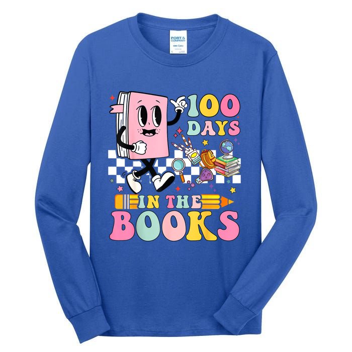 100 Days In The Books Reading Teacher 100th Day Of School Tall Long Sleeve T-Shirt