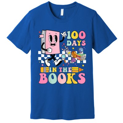 100 Days In The Books Reading Teacher 100th Day Of School Premium T-Shirt