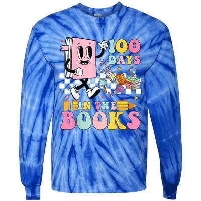 100 Days In The Books Reading Teacher 100th Day Of School Tie-Dye Long Sleeve Shirt