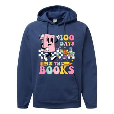 100 Days In The Books Reading Teacher 100th Day Of School Performance Fleece Hoodie