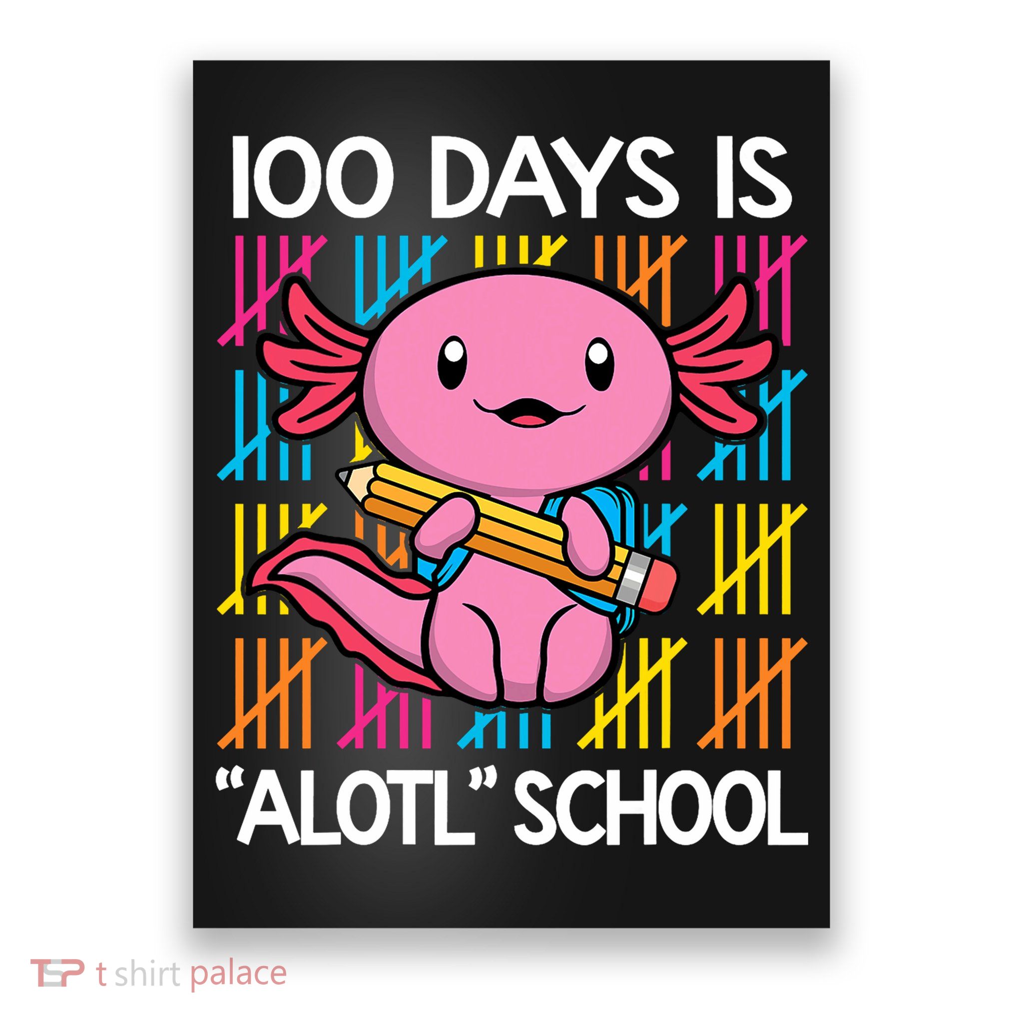 100 Days Is Alotl School Funny 100th Day Of School Axolotl Poster
