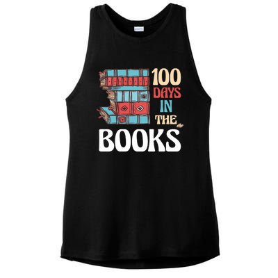 100 Days In The Books Reading 100th Day School Books Love Gift Ladies PosiCharge Tri-Blend Wicking Tank