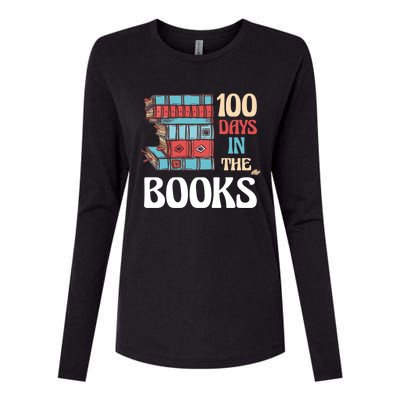 100 Days In The Books Reading 100th Day School Books Love Gift Womens Cotton Relaxed Long Sleeve T-Shirt