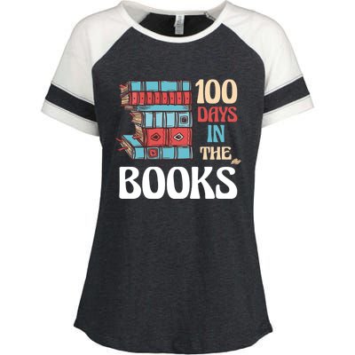 100 Days In The Books Reading 100th Day School Books Love Gift Enza Ladies Jersey Colorblock Tee