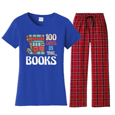 100 Days In The Books Reading 100th Day School Books Love Gift Women's Flannel Pajama Set