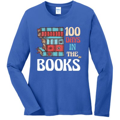 100 Days In The Books Reading 100th Day School Books Love Gift Ladies Long Sleeve Shirt