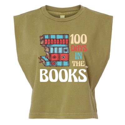 100 Days In The Books Reading 100th Day School Books Love Gift Garment-Dyed Women's Muscle Tee