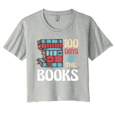 100 Days In The Books Reading 100th Day School Books Love Gift Women's Crop Top Tee