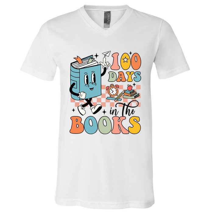 100 Days In The Books Teacher Life V-Neck T-Shirt