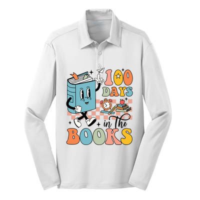 100 Days In The Books Teacher Life Silk Touch Performance Long Sleeve Polo