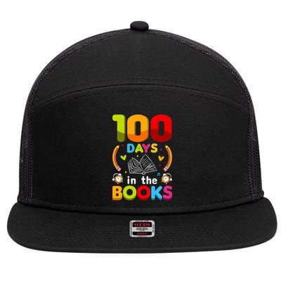 100 Days In The Books Love Book Teacher 100th Days Of School 7 Panel Mesh Trucker Snapback Hat
