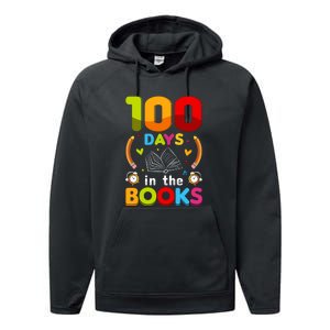 100 Days In The Books Love Book Teacher 100th Days Of School Performance Fleece Hoodie