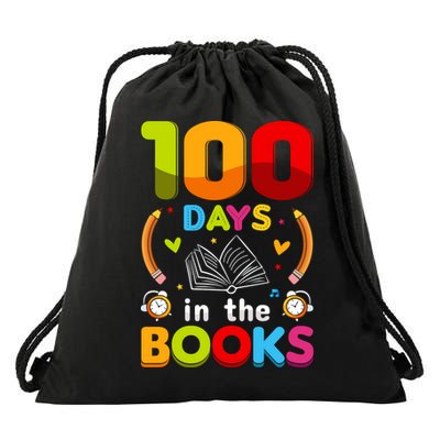 100 Days In The Books Love Book Teacher 100th Days Of School Drawstring Bag
