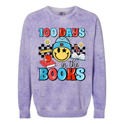 100 Days In Books 100 Days Of School Gift Colorblast Crewneck Sweatshirt