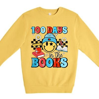 100 Days In Books 100 Days Of School Gift Premium Crewneck Sweatshirt