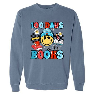 100 Days In Books 100 Days Of School Gift Garment-Dyed Sweatshirt