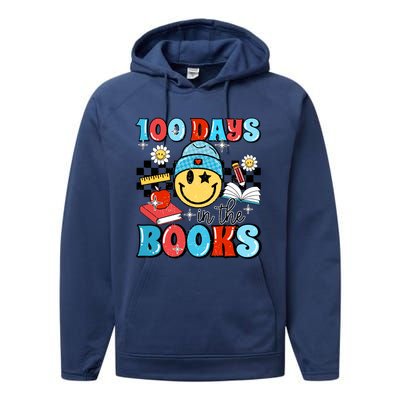 100 Days In Books 100 Days Of School Gift Performance Fleece Hoodie