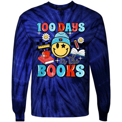 100 Days In Books 100 Days Of School Gift Tie-Dye Long Sleeve Shirt