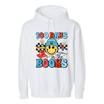 100 Days In Books 100 Days Of School Gift Garment-Dyed Fleece Hoodie