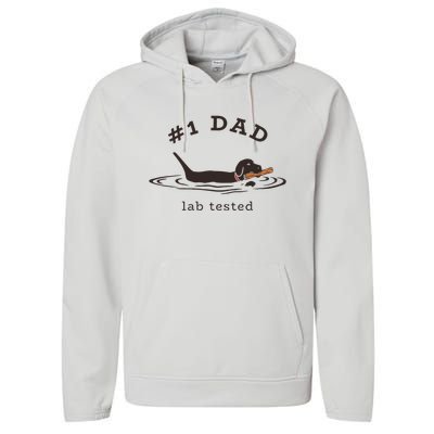 1 Dad Lab Tested Pun Labrador Retriever Dog Owner Performance Fleece Hoodie