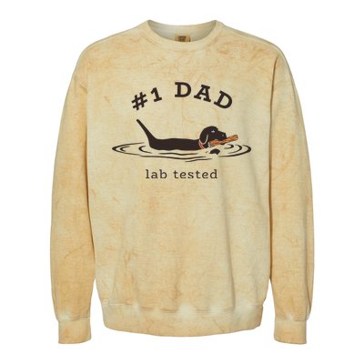 1 Dad Lab Tested Pun Labrador Retriever Dog Owner Colorblast Crewneck Sweatshirt