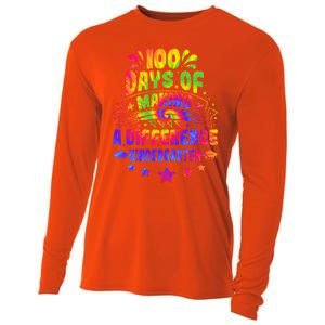 100 Days Making A Difference Kindergarten 100 Days Of School Funny Gift Cooling Performance Long Sleeve Crew