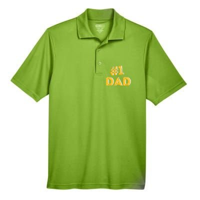 #1 Dad Number One Fathers Day Gift Family Best Dad Ever Gift Men's Origin Performance Piqué Polo