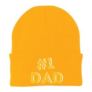 #1 Dad Number One Fathers Day Gift Family Best Dad Ever Gift Knit Cap Winter Beanie