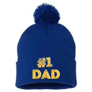 #1 Dad Number One Fathers Day Gift Family Best Dad Ever Gift Pom Pom 12in Knit Beanie