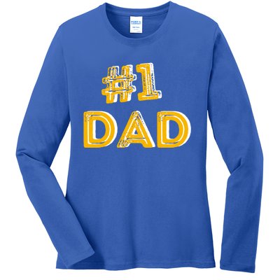 #1 Dad Number One Fathers Day Gift Family Best Dad Ever Gift Ladies Long Sleeve Shirt