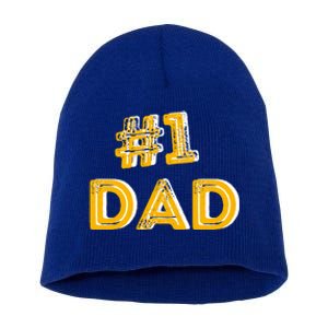 #1 Dad Number One Fathers Day Gift Family Best Dad Ever Gift Short Acrylic Beanie