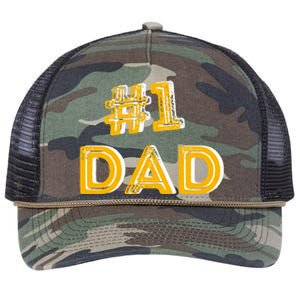 #1 Dad Number One Fathers Day Gift Family Best Dad Ever Gift Retro Rope Trucker Hat Cap